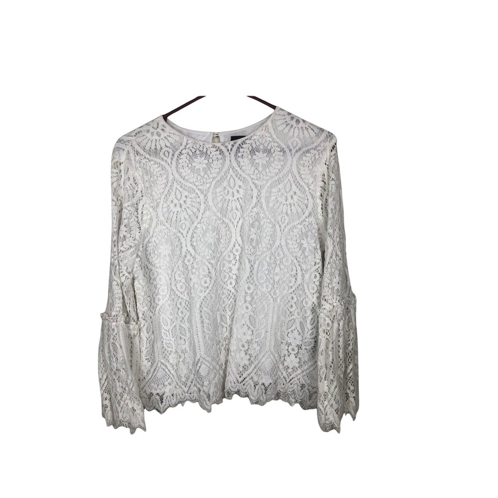 Worthington white lace Blouse with bell sleeves L